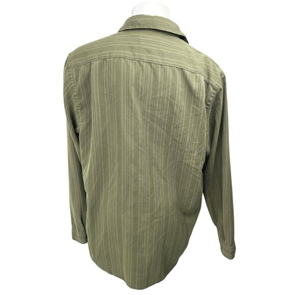 Denver Hayes Men's Green Striped Long Sleeve Pocket Button Down Shirt Top Sz XL - Picture 2 of 3